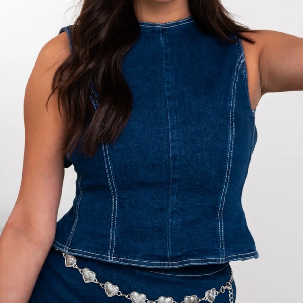 NWT Denim Tie Back Top